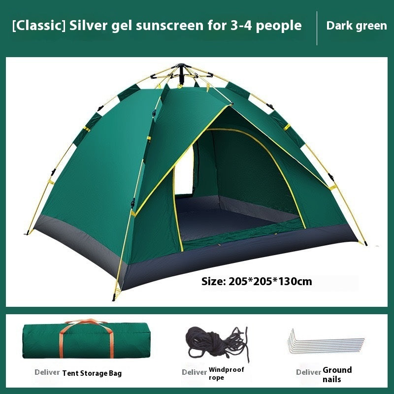 3-4 Double Automatic Outdoor Camping Tent Thick Rain And Sun Protection