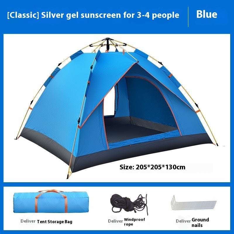 3-4 Double Automatic Outdoor Camping Tent Thick Rain And Sun Protection